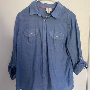 blue button up cover shirt